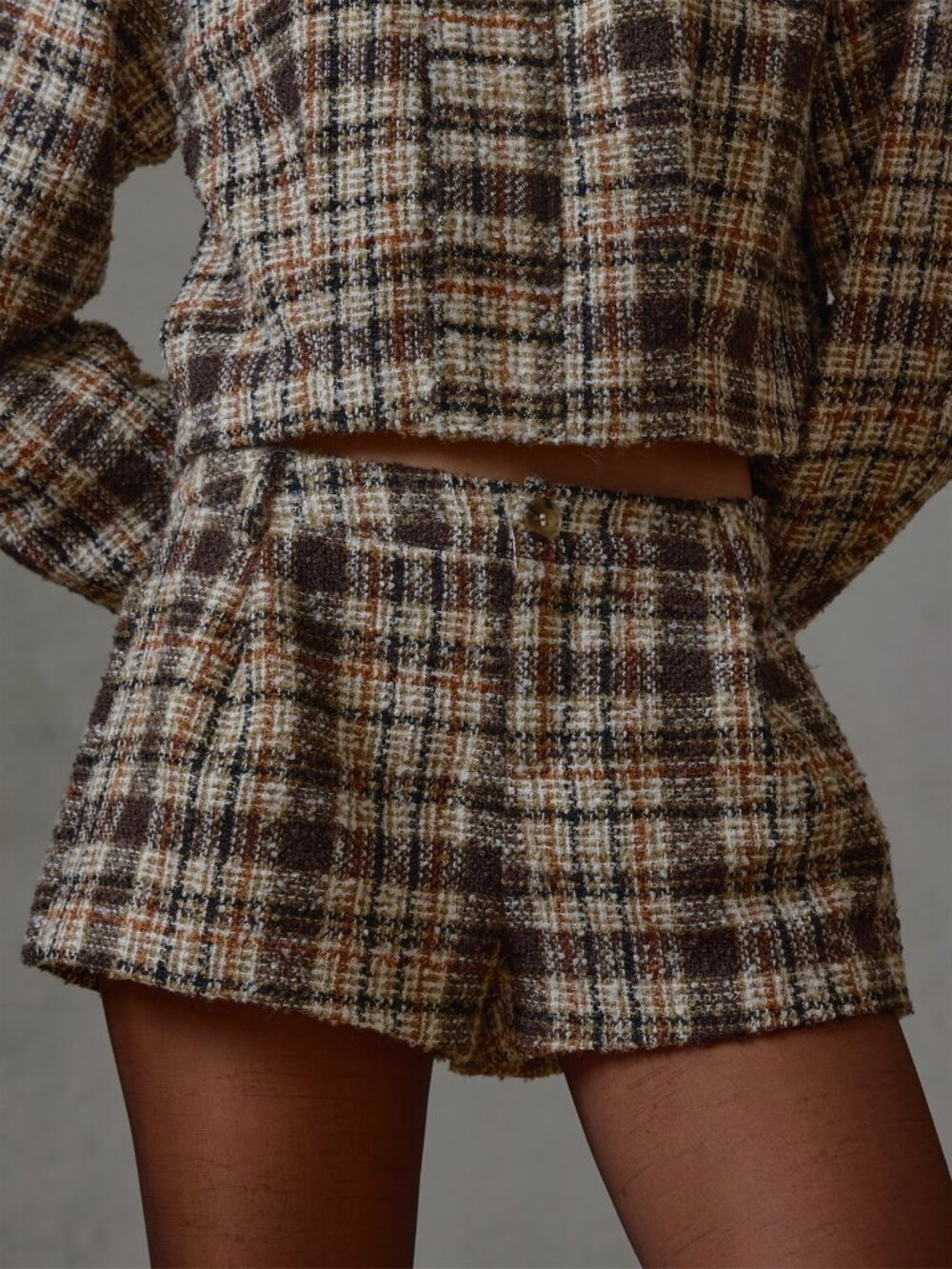Multicolor Casual Women's Plaid Tailored Mini Shorts